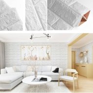 3D Samolepicí panel - cihlová tapeta - 1x kus 77 cm x 70 cm (0,54 m2) bílá cihla
