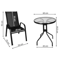 Balkonový set stůl + 2 židle černý Gardlov 23461