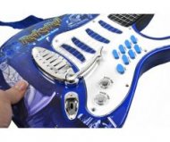 Dětská rocková elektrická kytara na baterie + zesilovač a mikrofon - Modrá
