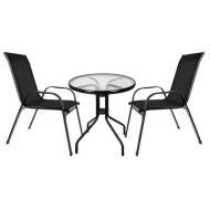 Balkonový set stůl + 2 židle černý Gardlov 23461