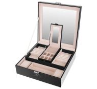 Luxusní šperkovnice se zrcadlem černá Beautylushh