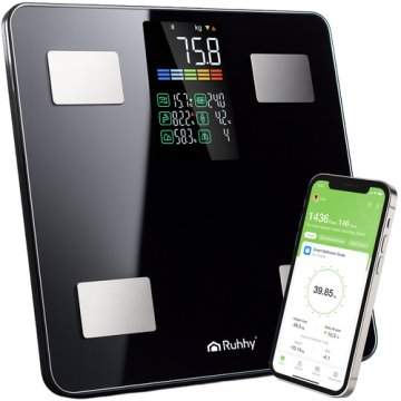 LCD chytrá osobní váha RUHHY BMI do 226 kg - černá