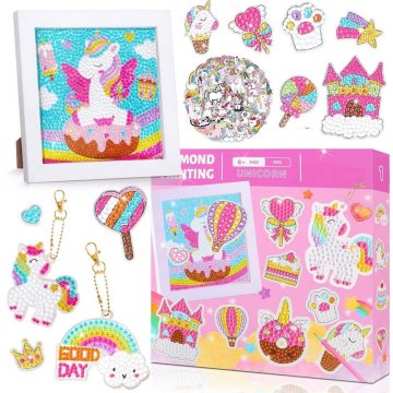 Diamantové malování xxl sada k výrobě nálepek a klíčenek a obrazu - Unicorn