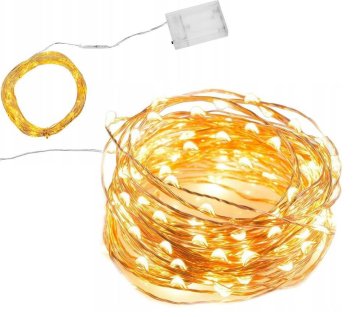Světelný řetěz 100LED - 10m na 3XAA - Teplá bílá