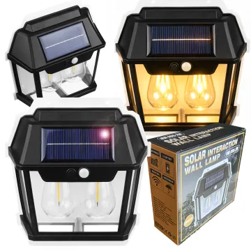 RC-K-2204 Solární LED nástěnné svítidlo 2 x LED žárovka se senzorem pohybu