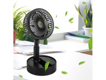 EB908 Přenosný skládací stolní ventilátor s akumulátorem a USB, černý