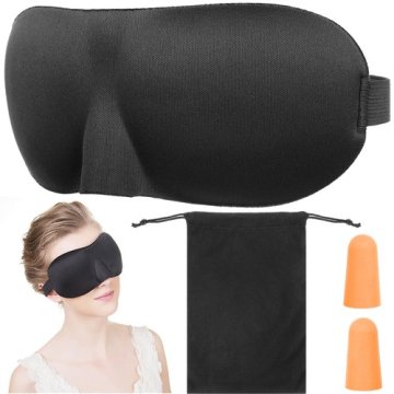 Maska na spaní 3D + špunty do uší černá ISO