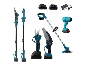 D-SMART aku sada nářadí 5v1, pila, nůžky, teleskopická tyč, křovinořez, fukar 21 V, 2× baterie