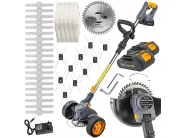 POWERMAT PM-PKA-2AHM aku strunová sekačka / vyžínač 21 V, 2× baterie