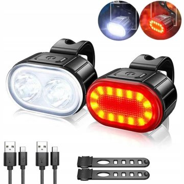 Přední a zadní světlo na kolo - Vestavěná baterie s USB nabíjením