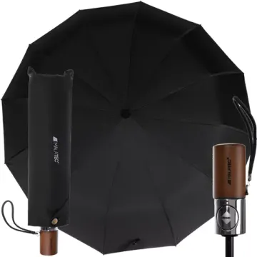 Skládací deštník 105 cm, dřevěná rukojeť černý Malatec 19368